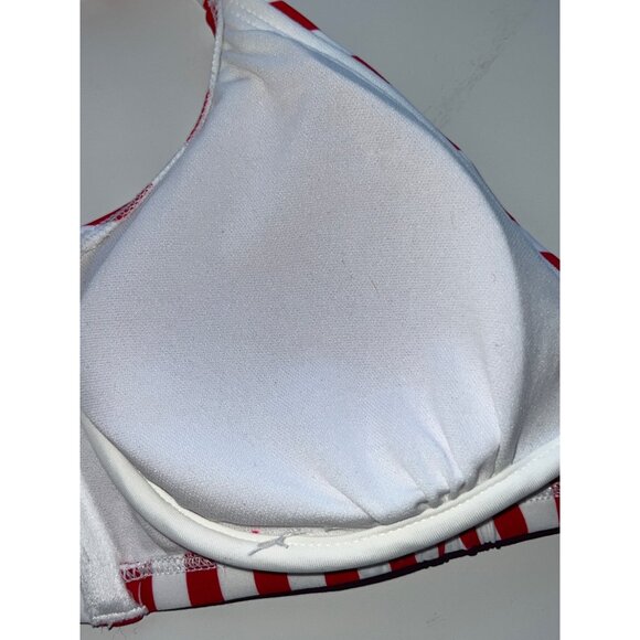 Shade & Shore Red & White Striped Bikini Top 34D With Removable Pads - Picture 4 of 7